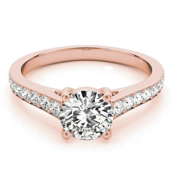Fire Brilliance Rings Kinsley Round Center Stone Under Bezel Cathedral 4 Prong Engagement Ring