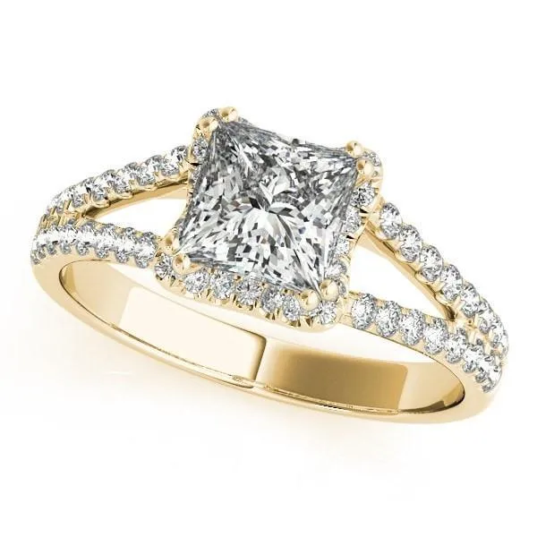 Fire Brilliance Rings Lena PrincessSquare Moissanite Split Shank Halo Engagement Ring Fire Brilliance Rings Lena PrincessSquare Moissanite Split Shank Halo Engagement Ring