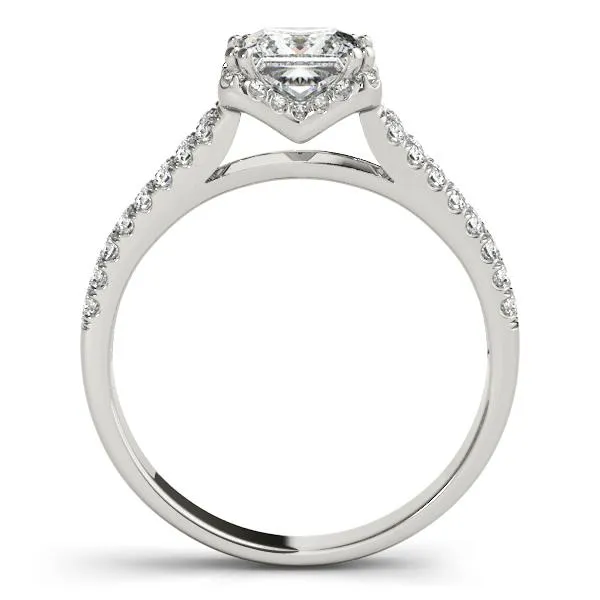 Fire Brilliance Rings Lena PrincessSquare Moissanite Split Shank Halo Engagement Ring