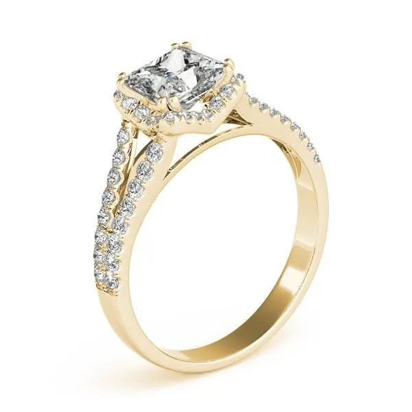 Fire Brilliance Rings Lena PrincessSquare Moissanite Split Shank Halo Engagement Ring