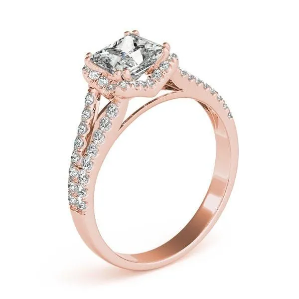 Fire Brilliance Rings Lena PrincessSquare Moissanite Split Shank Halo Engagement Ring
