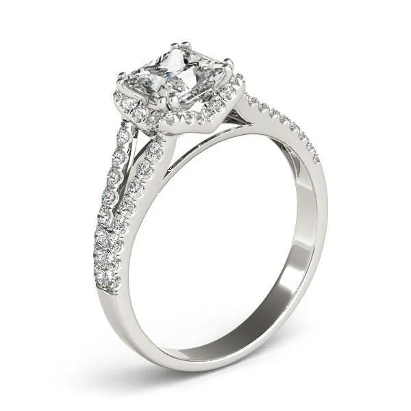 Fire Brilliance Rings Lena PrincessSquare Moissanite Split Shank Halo Engagement Ring