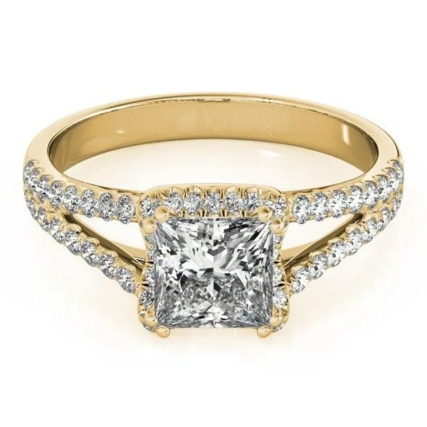 Fire Brilliance Rings Lena PrincessSquare Moissanite Split Shank Halo Engagement Ring