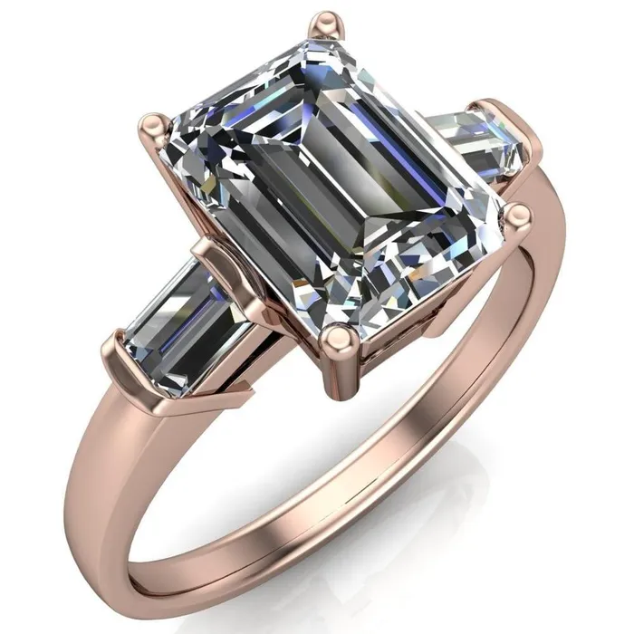 Fire Brilliance Rings Maddox Emerald Center Stone 3 Stone 4 Prong Engagement Ring Fire Brilliance Rings Maddox Emerald Center Stone 3 Stone 4 Prong Engagement Ring