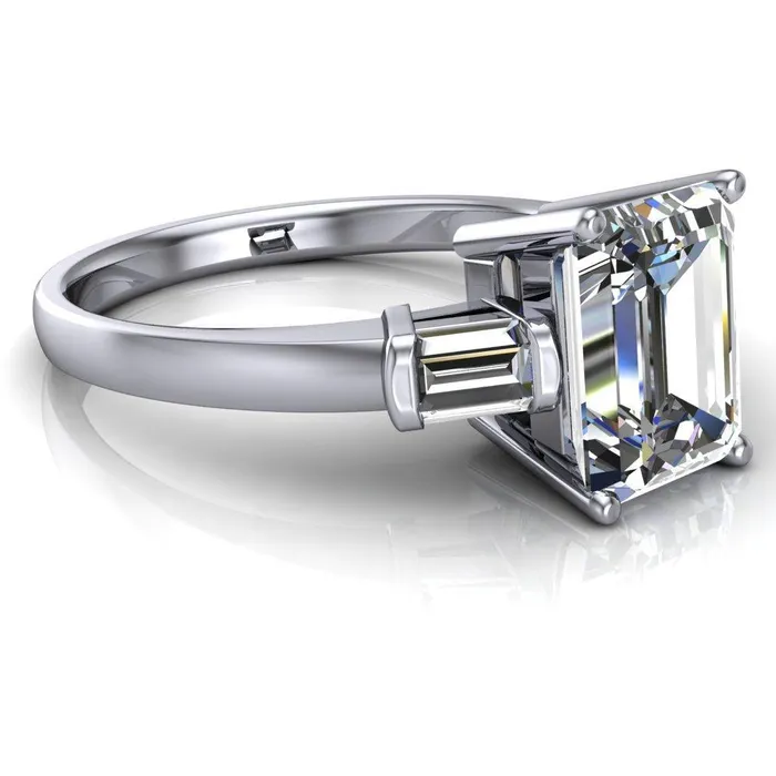 Fire Brilliance Rings Maddox Emerald Center Stone 3 Stone 4 Prong Engagement Ring