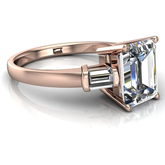 Fire Brilliance Rings Maddox Emerald Center Stone 3 Stone 4 Prong Engagement Ring