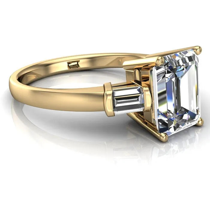 Fire Brilliance Rings Maddox Emerald Center Stone 3 Stone 4 Prong Engagement Ring