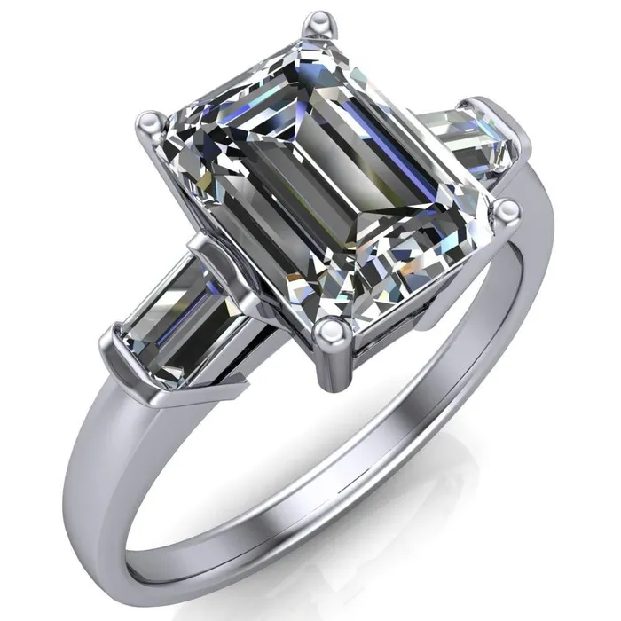 Fire Brilliance Rings Maddox Emerald Center Stone 3 Stone 4 Prong Engagement Ring