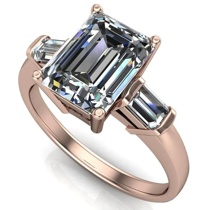Fire Brilliance Rings Maddox Emerald Center Stone 3 Stone 4 Prong Engagement Ring