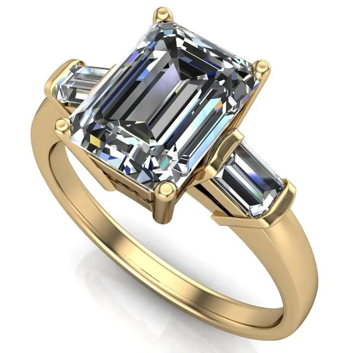 Fire Brilliance Rings Maddox Emerald Center Stone 3 Stone 4 Prong Engagement Ring