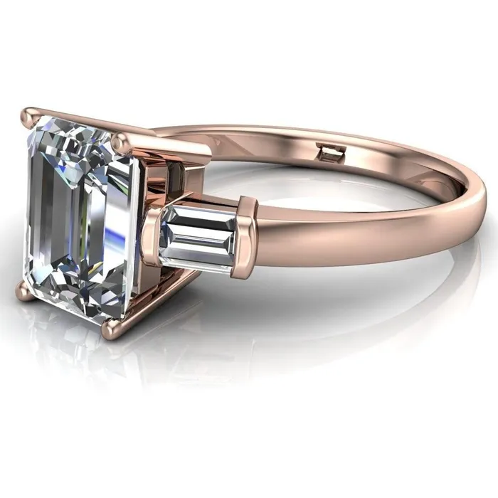 Fire Brilliance Rings Maddox Emerald Center Stone 3 Stone 4 Prong Engagement Ring