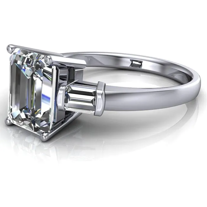 Fire Brilliance Rings Maddox Emerald Center Stone 3 Stone 4 Prong Engagement Ring