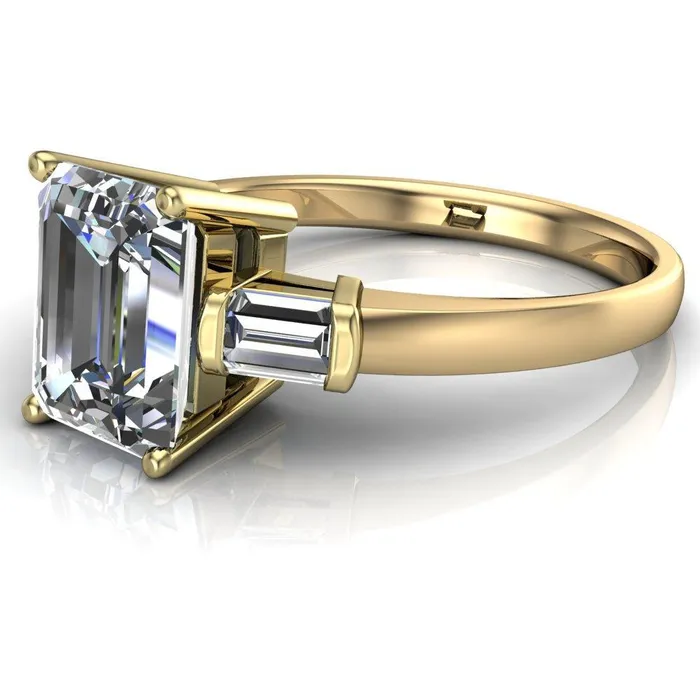 Fire Brilliance Rings Maddox Emerald Center Stone 3 Stone 4 Prong Engagement Ring