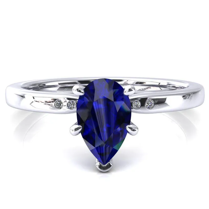 Fire Brilliance Rings Maise Pear Blue Sapphire 6 Prong Diamond Accent Engagement Ring Fire Brilliance Rings Maise Pear Blue Sapphire 6 Prong Diamond Accent Engagement Ring
