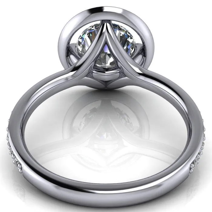 Fire Brilliance Rings Melanie Round Center Stone Diamond Halo and Shoulders Ring