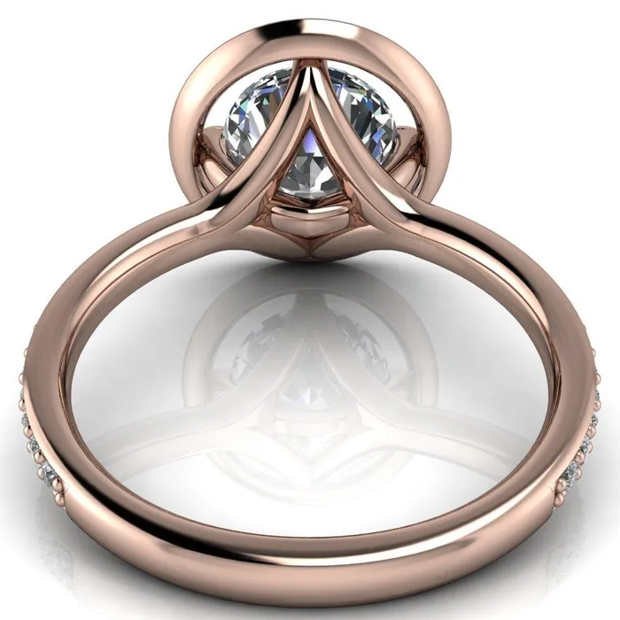 Fire Brilliance Rings Melanie Round Center Stone Diamond Halo and Shoulders Ring
