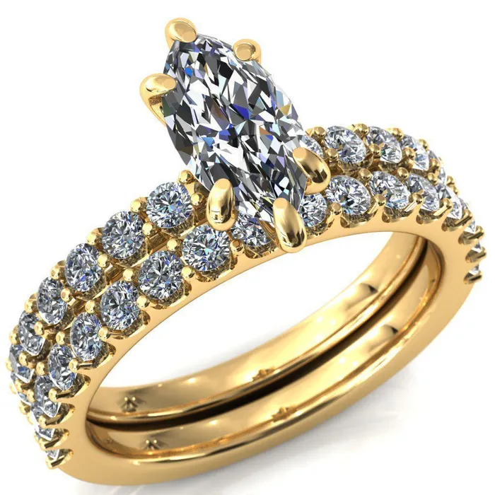 Fire Brilliance Rings Mylene Marquise Center Stone 6 Prong Sculptural Half Eternity Diamond Engagement Ring Fire Brilliance Rings Mylene Marquise Center Stone 6 Prong Sculptural Half Eternity Diamond Engagement Ring