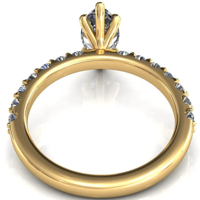 Fire Brilliance Rings Mylene Marquise Center Stone 6 Prong Sculptural Half Eternity Diamond Engagement Ring
