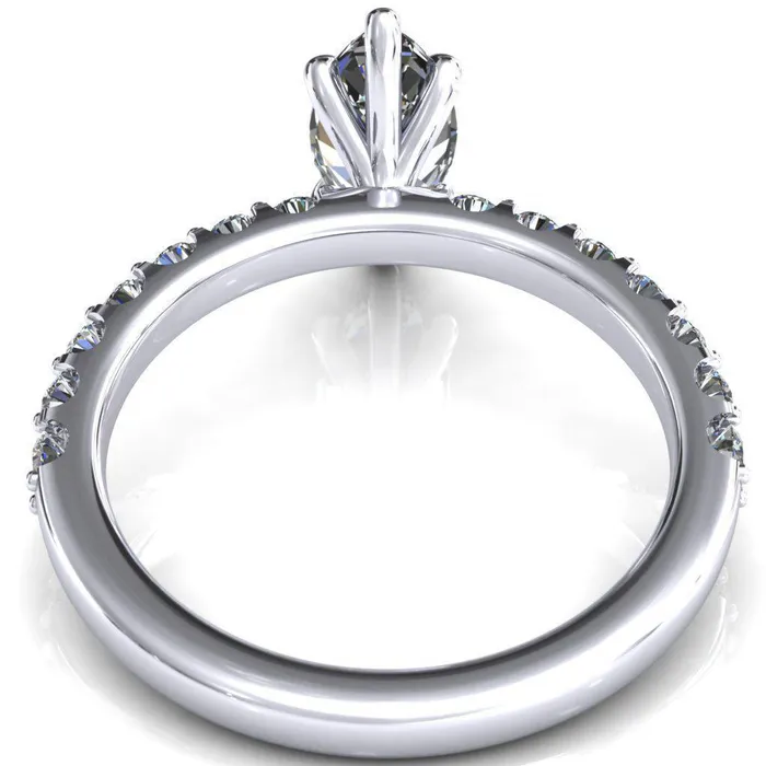 Fire Brilliance Rings Mylene Marquise Center Stone 6 Prong Sculptural Half Eternity Diamond Engagement Ring