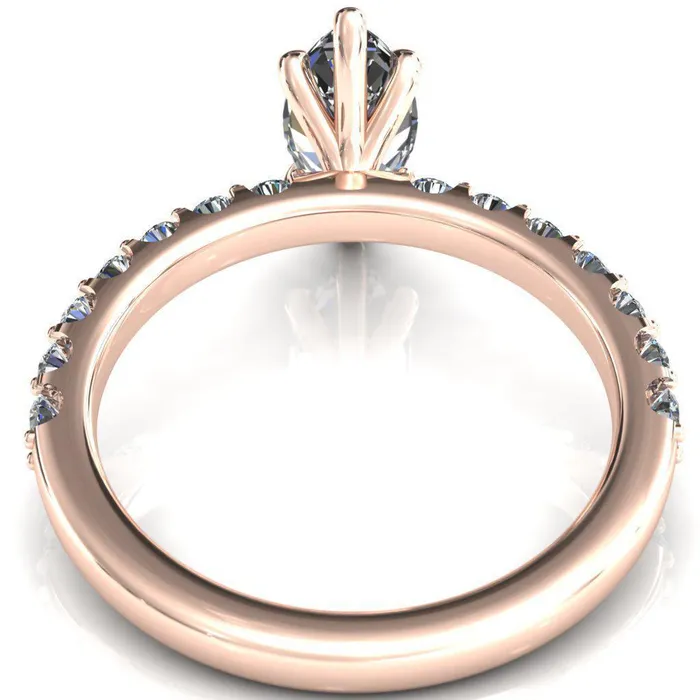 Fire Brilliance Rings Mylene Marquise Center Stone 6 Prong Sculptural Half Eternity Diamond Engagement Ring