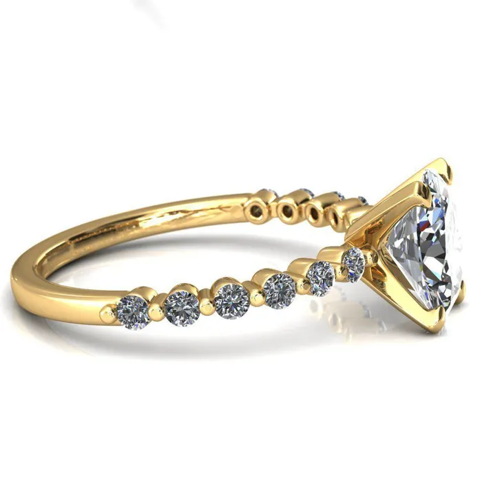 Fire Brilliance Rings Niamh Oval Center Stone 4 VProng 12 Shared Single Prong Shank Engagement Ring