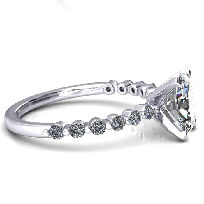 Fire Brilliance Rings Niamh Oval Center Stone 4 VProng 12 Shared Single Prong Shank Engagement Ring