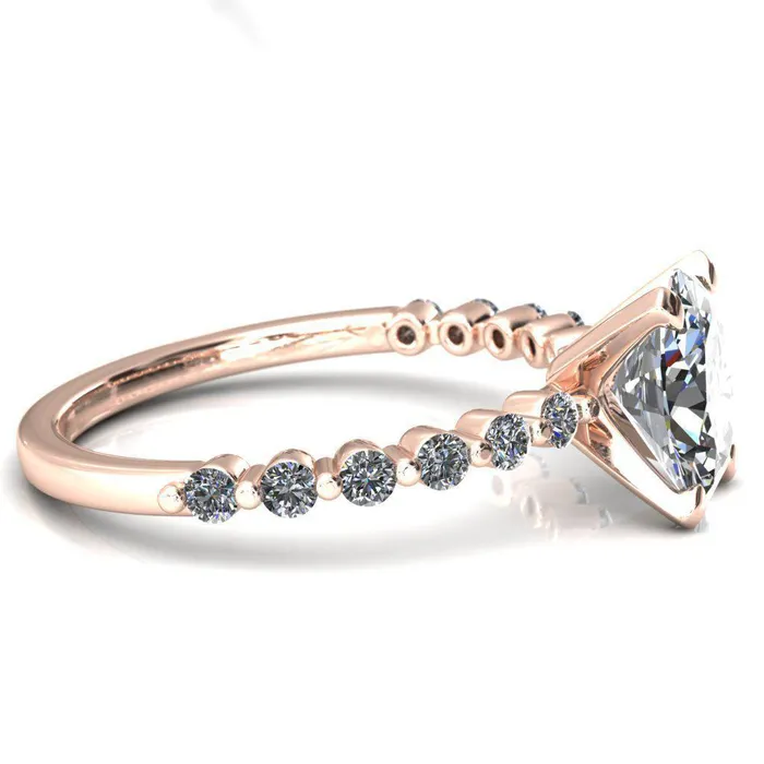 Fire Brilliance Rings Niamh Oval Center Stone 4 VProng 12 Shared Single Prong Shank Engagement Ring