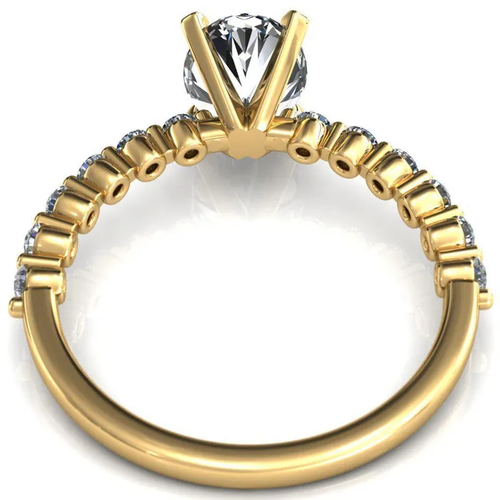 Fire Brilliance Rings Niamh Oval Center Stone 4 VProng 12 Shared Single Prong Shank Engagement Ring