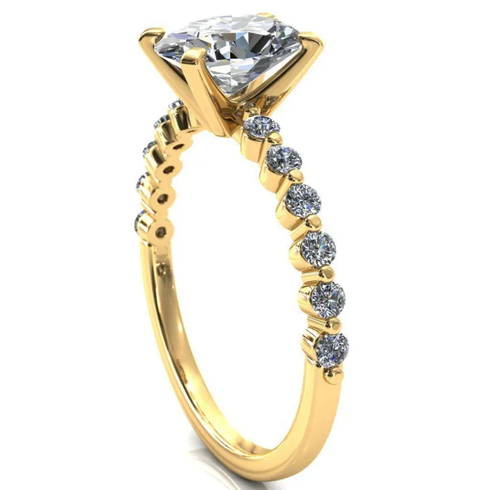 Fire Brilliance Rings Niamh Oval Center Stone 4 VProng 12 Shared Single Prong Shank Engagement Ring