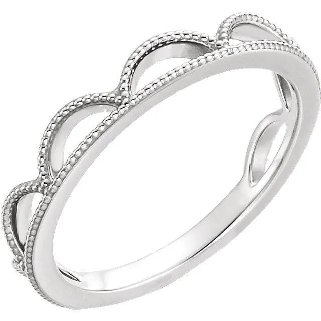 Fire Brilliance Rings Royal Milgrain Crown Stackable Band
