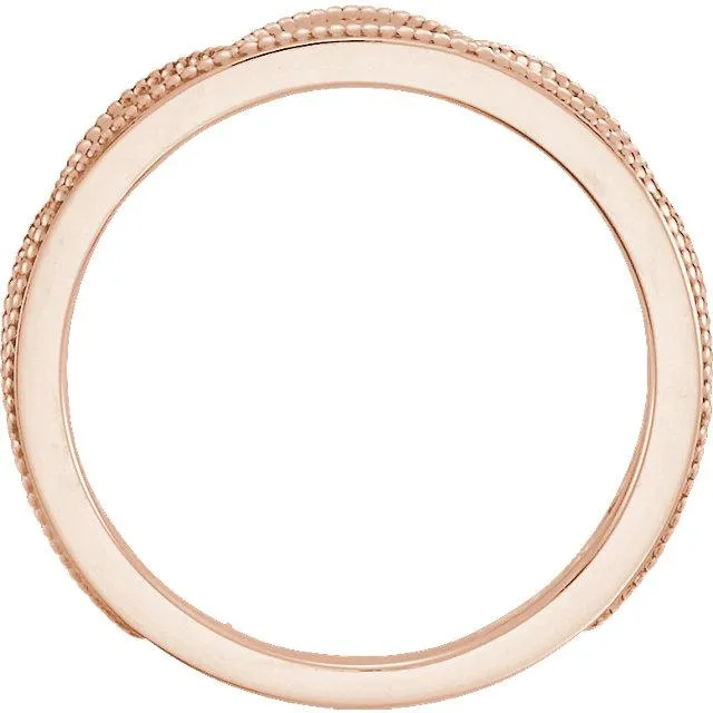 Fire Brilliance Rings Royal Milgrain Crown Stackable Band