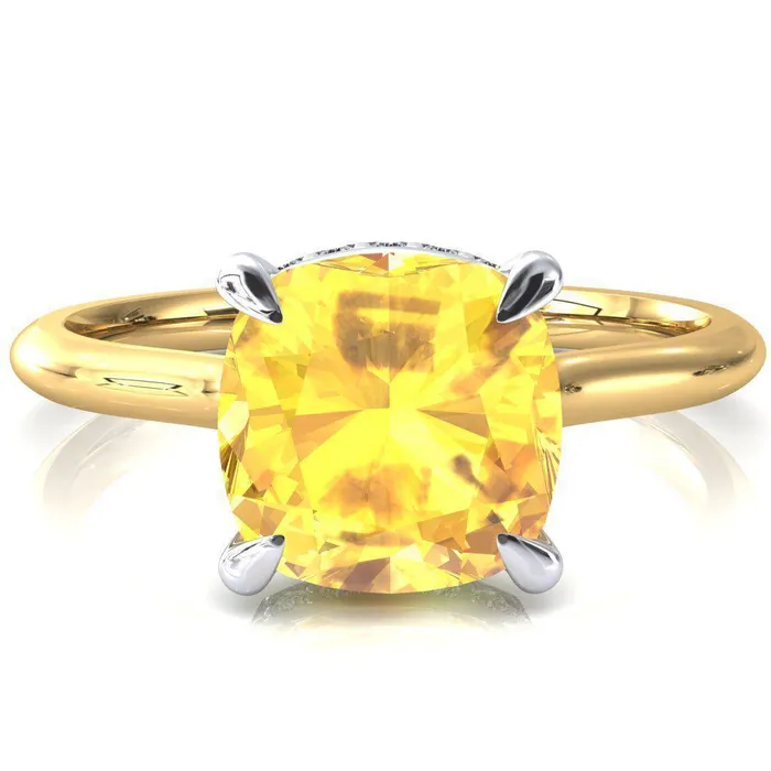 Fire Brilliance Rings Secret Cushion Yellow Sapphire 4 Prong Floating Halo Engagement Ring Fire Brilliance Rings Secret Cushion Yellow Sapphire 4 Prong Floating Halo Engagement Ring