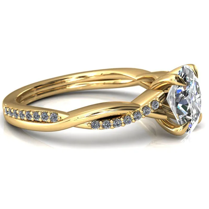 Fire Brilliance Rings Shana Oval Center Stone 4 Claw Prong 12 Infinity Diamond Accent Ring Engagement Ring