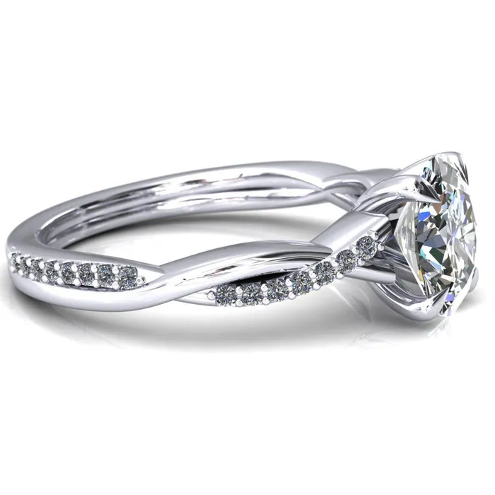 Fire Brilliance Rings Shana Oval Center Stone 4 Claw Prong 12 Infinity Diamond Accent Ring Engagement Ring