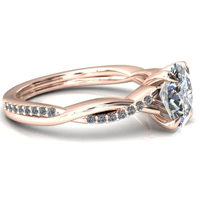 Fire Brilliance Rings Shana Oval Center Stone 4 Claw Prong 12 Infinity Diamond Accent Ring Engagement Ring