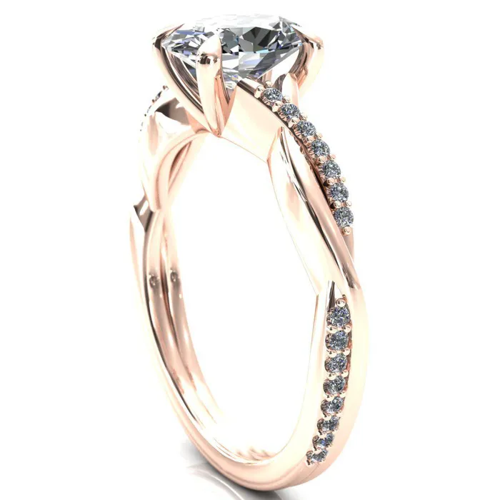 Fire Brilliance Rings Shana Oval Center Stone 4 Claw Prong 12 Infinity Diamond Accent Ring Engagement Ring
