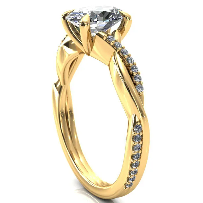 Fire Brilliance Rings Shana Oval Center Stone 4 Claw Prong 12 Infinity Diamond Accent Ring Engagement Ring