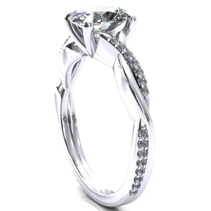 Fire Brilliance Rings Shana Oval Center Stone 4 Claw Prong 12 Infinity Diamond Accent Ring Engagement Ring