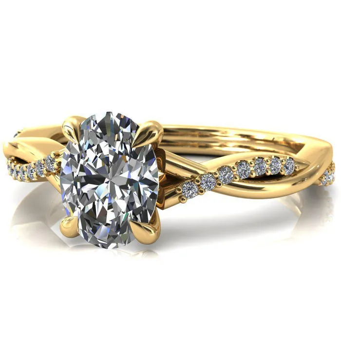 Fire Brilliance Rings Shana Oval Center Stone 4 Claw Prong 12 Infinity Diamond Accent Ring Engagement Ring