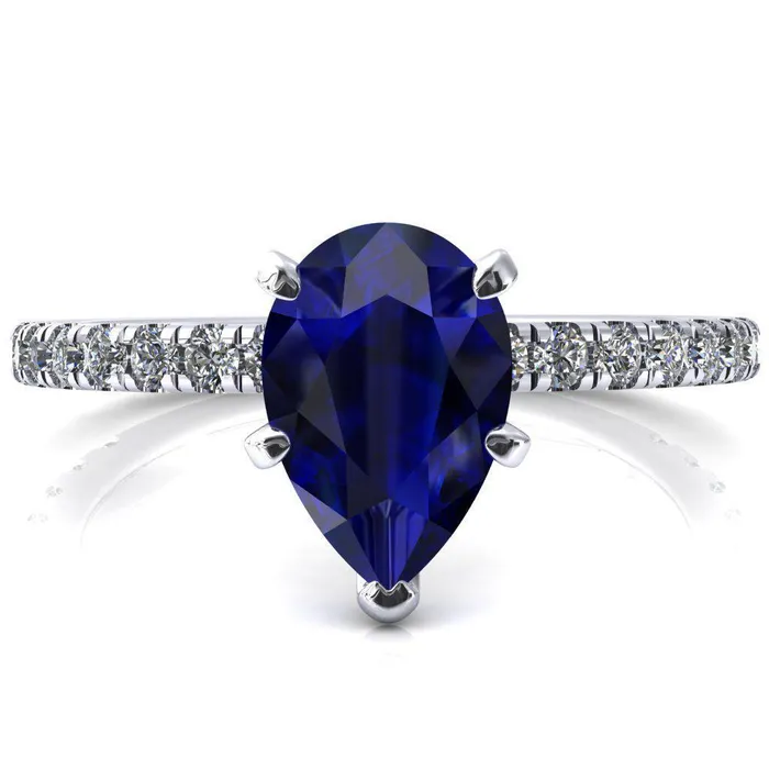 Fire Brilliance Rings Sicili Pear Blue Sapphire 5 Prong 34 Micro Pave Diamond Engagement Ring Fire Brilliance Rings Sicili Pear Blue Sapphire 5 Prong 34 Micro Pave Diamond Engagement Ring