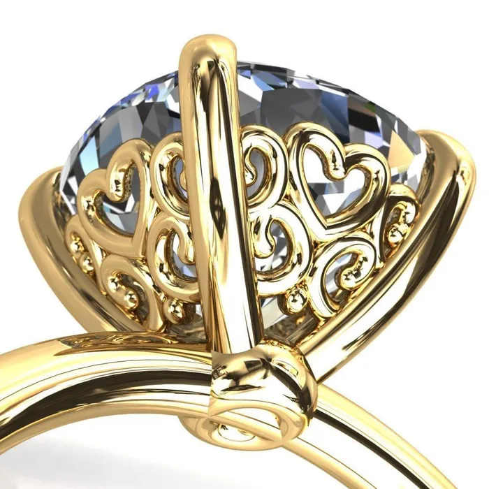 Fire Brilliance Rings Sweet Cushion Center Stone Central Heart Arabesque Engagement Ring