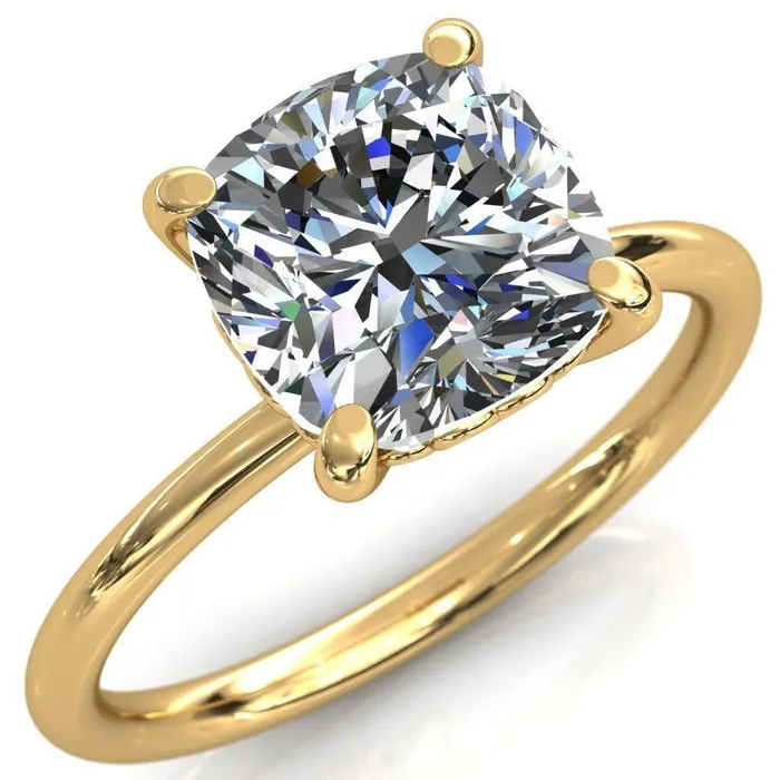 Fire Brilliance Rings Sweet Cushion Center Stone Central Heart Arabesque Engagement Ring