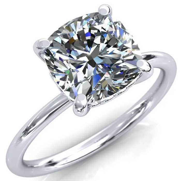 Fire Brilliance Rings Sweet Cushion Center Stone Central Heart Arabesque Engagement Ring