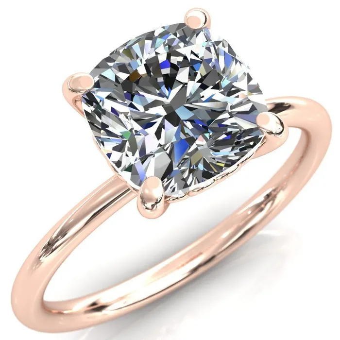 Fire Brilliance Rings Sweet Cushion Center Stone Central Heart Arabesque Engagement Ring