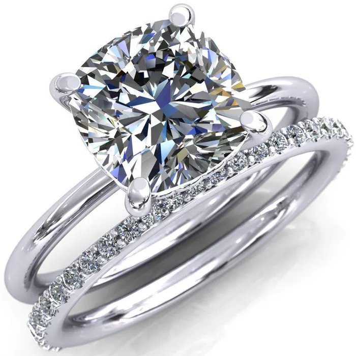 Fire Brilliance Rings Sweet Cushion Center Stone Central Heart Arabesque Engagement Ring
