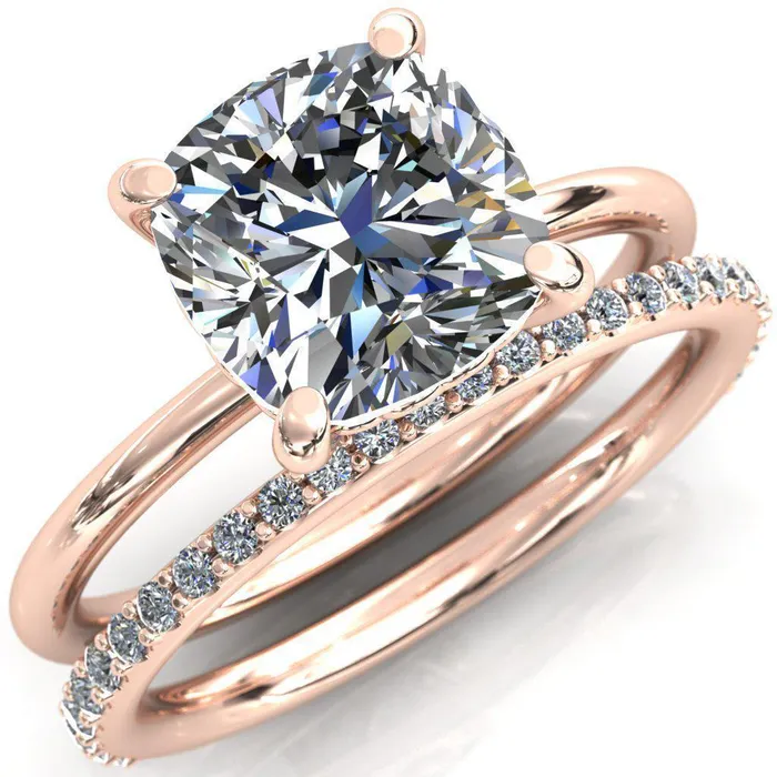 Fire Brilliance Rings Sweet Cushion Center Stone Central Heart Arabesque Engagement Ring