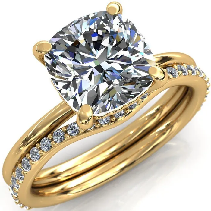 Fire Brilliance Rings Sweet Cushion Center Stone Central Heart Arabesque Engagement Ring