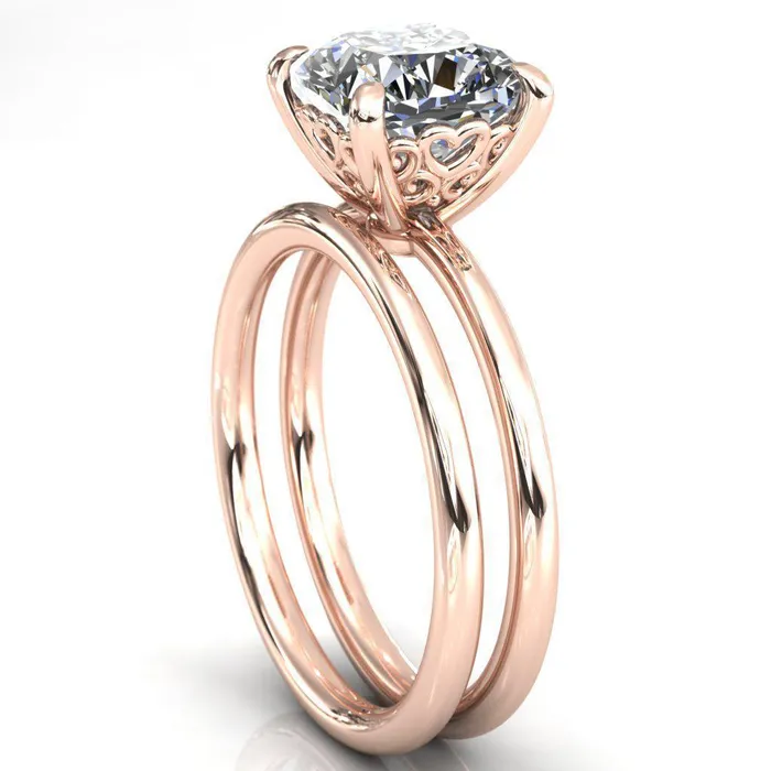 Fire Brilliance Rings Sweet Cushion Center Stone Central Heart Arabesque Engagement Ring