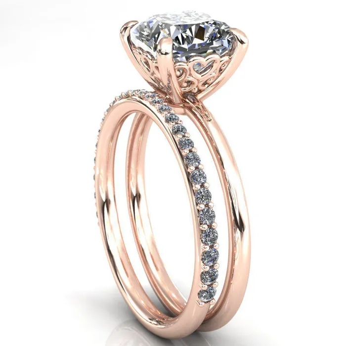 Fire Brilliance Rings Sweet Cushion Center Stone Central Heart Arabesque Engagement Ring