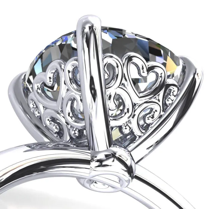 Fire Brilliance Rings Sweet Cushion Center Stone Central Heart Arabesque Engagement Ring